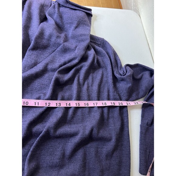 Eddie Bauer Waterfall Cardigan Womens MP Purple Merino Wool Open Draped Pockets - Picture 6 of 11